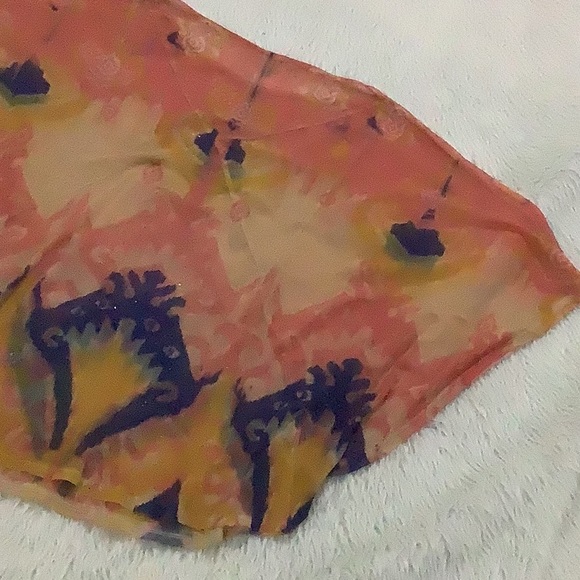 S twelve women’s orange rhinestone sheer boho kimono sleeve top size large - Picture 8 of 9